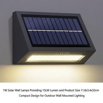 Un buon prezzo. Lampade da parete solari da 1W che forniscono 15LM Lumen e dimensioni del prodotto 11,8x3,4x32cm Design compatto per l'illuminazione a parete esterna in linea